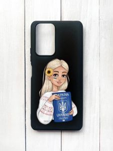 Матовий чохол на Xiaomi Redmi Note 10 Pro/10 Pro Max Чорний :: Дівчина з паспортом (принт 13)
