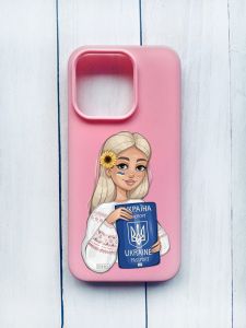 Матовий чохол на iPhone 15 Pro Рожевий :: Дівчина з паспортом (принт 13)