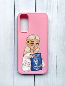 Матовий чохол на Samsung Galaxy A24 Рожевий :: Дівчина з паспортом (принт 13)