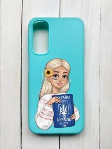 Матовий чохол на Samsung Galaxy A24 Бірюзовий :: Дівчина з паспортом (принт 13)