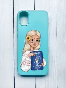 Матовий чохол на Samsung Galaxy A05 (A055) Бірюзовий :: Дівчина з паспортом (принт 13)