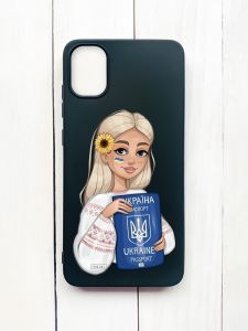 Матовий чохол на Samsung Galaxy A05 (A055) Чорний :: Дівчина з паспортом (принт 13)