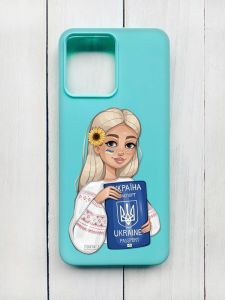 Матовий чохол на Xiaomi Redmi 12 Бірюзовий :: Дівчина з паспортом (принт 13)
