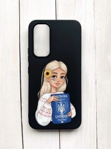 Матовий чохол на Samsung Galaxy A54 5G (A546) Чорний :: Дівчина з паспортом (принт 13)