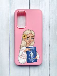 Матовий чохол на Samsung Galaxy A54 5G (A546) Рожевий :: Дівчина з паспортом (принт 13)