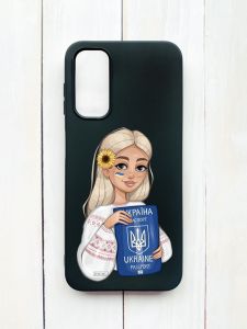 Матовий чохол на Samsung Galaxy A14 5G Чорний :: Дівчина з паспортом (принт 13)