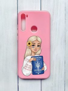 Матовий чохол на Xiaomi Redmi Note 8T Рожевий :: Дівчина з паспортом (принт 13)