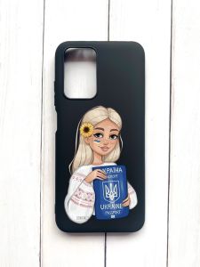 Матовий чохол на Xiaomi Redmi 10 Чорний :: Дівчина з паспортом (принт 13)