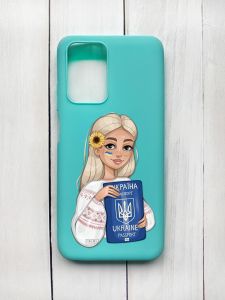Матовий чохол на Xiaomi Redmi 10 Бірюзовий :: Дівчина з паспортом (принт 13)