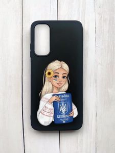 Матовий чохол на Samsung Galaxy A05s (A057) Чорний :: Дівчина з паспортом (принт 13)