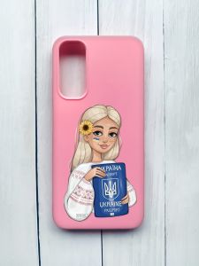 Матовий чохол на Samsung Galaxy A05s (A057) Рожевий :: Дівчина з паспортом (принт 13)