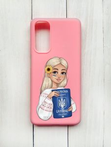 Матовий чохол на Samsung Galaxy M54 Рожевий :: Дівчина з паспортом (принт 13)