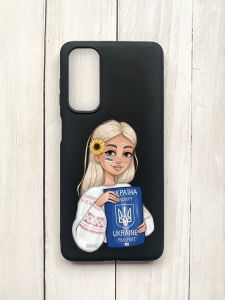 Матовий чохол на Samsung Galaxy M54 Чорний :: Дівчина з паспортом (принт 13)
