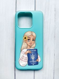 Матовий чохол на Xiaomi Redmi 12C Бірюзовий :: Дівчина з паспортом (принт 13)