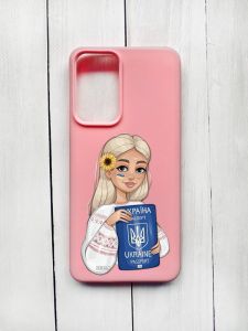 Матовий чохол на Xiaomi Redmi Note 11 Pro Рожевий :: Дівчина з паспортом (принт 13)