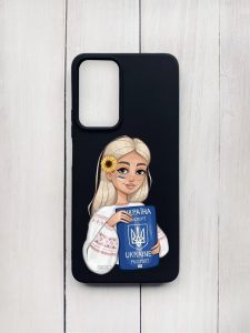 Матовий чохол на Xiaomi Redmi Note 11 Pro Чорний :: Дівчина з паспортом (принт 13)