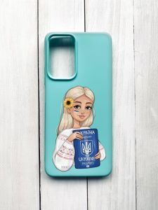 Матовий чохол на Xiaomi Redmi Note 11 Pro Бірюзовий :: Дівчина з паспортом (принт 13)