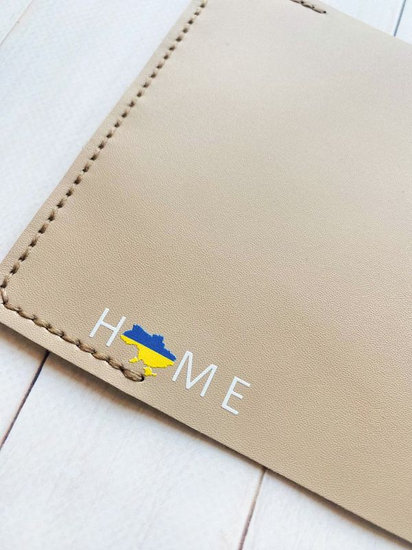 Шкіряна обкладинка на паспорт книжку :: Бежева (принт 255)