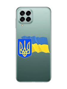 Прозорий чохол на Samsung Galaxy M33 5G :: Тризуб і прапор України (принт 384)