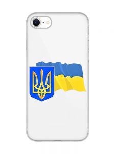 Прозорий чохол для iPhone 7 / 8 :: Тризуб і прапор України (принт 384)