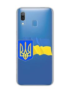 Прозорий чохол для Samsung Galaxy A30 (2019)/A20 (2019) :: Тризуб і прапор України (принт 384)