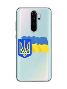 Прозорий чохол на Xiaomi Redmi Note 8 Pro :: Тризуб і прапор України (принт 384)