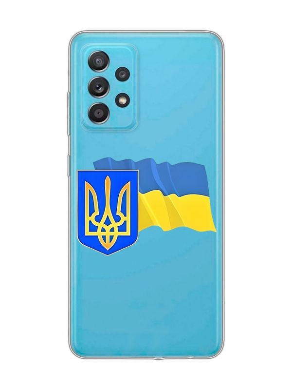 Прозорий чохол на Samsung Galaxy A52 :: Тризуб і прапор України (принт 384)