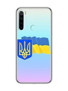 Прозорий чохол на Xiaomi Redmi Note 8  :: Тризуб і прапор України (принт 384)