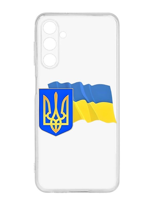 Прозорий чохол на Samsung Galaxy M14 :: Тризуб і прапор України (принт 384)