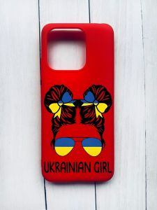 Матовий чохол на Xiaomi Redmi 12C Червоний :: Українська дівчина (принт 113)