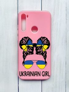 Матовий чохол на Xiaomi Redmi Note 8T Рожевий :: Українська дівчина (принт 113)