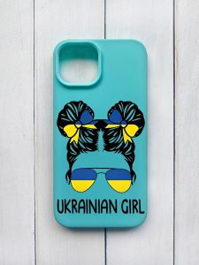 Матовий чохол на iPhone 15 Бірюзовий :: Українська дівчина (принт 113)