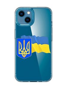 Прозорий чохол для iPhone 13 mini :: Тризуб і прапор України (принт 384)