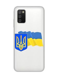 Прозорий чохол на Samsung Galaxy A03s :: Тризуб і прапор України (принт 384)