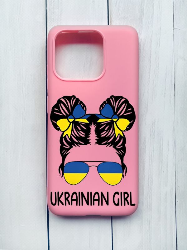 Матовий чохол на Xiaomi Redmi 12C Рожевий :: Українська дівчина (принт 113)