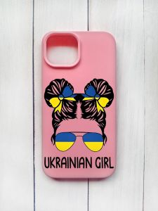 Матовий чохол на iPhone 15 Рожевий :: Українська дівчина (принт 113)