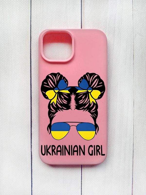 Матовий чохол на iPhone 15 Рожевий :: Українська дівчина (принт 113)