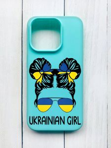 Матовий чохол на iPhone 15 Pro Бірюзовий :: Українська дівчина (принт 113)