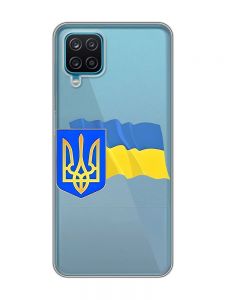 Прозорий чохол на Samsung Galaxy A12 4G :: Тризуб і прапор України (принт 384)