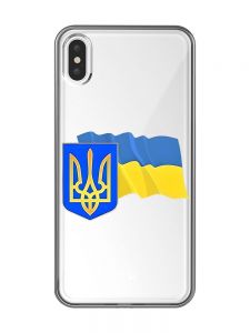 Прозорий чохол на iPhone XS Max :: Тризуб і прапор України (принт 384)