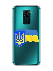 Прозорий чохол на Xiaomi Redmi Note 9 :: Тризуб і прапор України (принт 384)