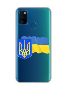 Прозорий чохол на Samsung Galaxy M30s/M21 :: Тризуб і прапор України (принт 384)