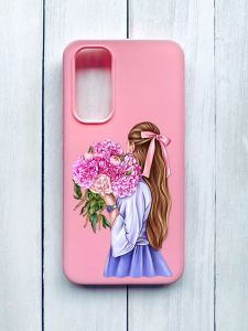 Матовий чохол на Samsung Galaxy A54 5G (A546) Рожевий :: Дівчина з півоніями (принт 11)