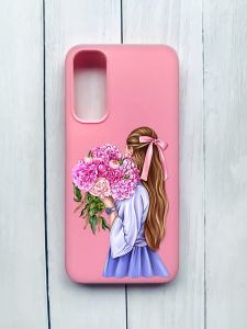 Матовий чохол на Samsung Galaxy A05s (A057) Рожевий :: Дівчина з півоніями (принт 11)