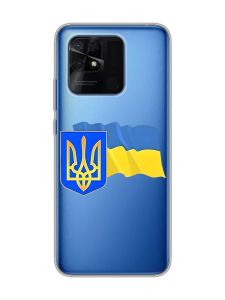 Прозорий чохол на Xiaomi Redmi 10C :: Тризуб і прапор України (принт 384)