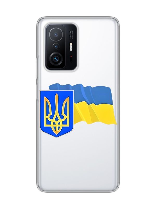 Прозорий чохол на Xiaomi 11T / 11T Pro :: Тризуб і прапор України (принт 384)