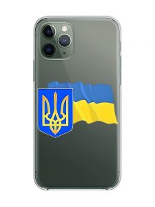 Прозорий чохол на iPhone 12 / 12 Pro :: Тризуб і прапор України (принт 384)