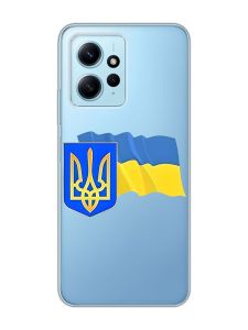 Прозорий чохол на Xiaomi Redmi Note 12 4G :: Тризуб і прапор України (принт 384)