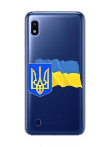Прозорий чохол на Samsung Galaxy A10 (2019) A105 :: Тризуб і прапор України (принт 384)