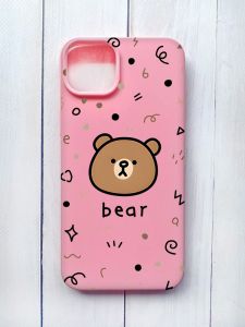 Матовий чохол на iPhone 15 Plus Рожевий :: Ведмедик (принт 76)